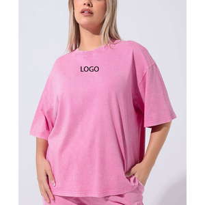 Camiseta Extra Grande de Algodón Retro OEM, Impresión DTG con Logotipo, Lavado Ácido, Estilo Vintage, Personalizada para Mujer - Product Image 1
