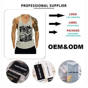 Camiseta sin mangas de algodón roja con cuello en V para hombre, logotipo personalizado impreso en la parte delantera, estilo casual transpirable, chaleco deportivo sin mangas de algodón unisex para hombre - Product Image 6