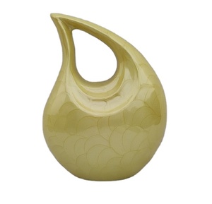 Urna para cenizas humanas Aluminio Amarillo Perla Urna de cremación para adultos para funeral Cremate Urna moderna Lágrima - Product Image 1
