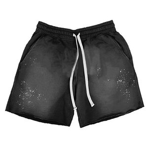 Stylish Effect Fleece Sweat <b>Shorts</b> Unisex <b>Elastic</b> <b>Waistband</b> Drawstring Casual Summer Beach Lounge Street Fashion <b>Shorts</b> - - Product Image 2