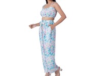 Ensemble coordonné décontracté pour femme, fabriqué en Inde, imprimé feuilles bohèmes, 100 % coton, écologique, coupe ajustée, taille élastique, style robe douce