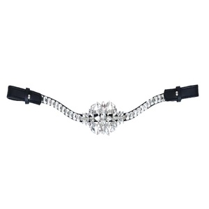 Élégante couronne de tête en cuir blanc avec cristaux transparents, simple rangée, forme en V, pour cheval, personnalisée, rembourrée, qualité supérieure - Product Image 4