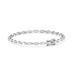 REYES Original Design 925 Sterling <b>Silver</b> Marquise Cut 5.5Ct Moissanite Box Lock Tennis <b>Bracelet</b> Engagement Gift for Her and Him - Product Image 1