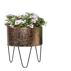 Juego de macetas de metal martillado dorado de primera calidad, redondas, decorativas para interiores y exteriores, para decoración de mesa en el hogar y jardín. - Product Image 6