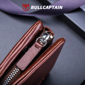 BULLCAPTAIN <b>Men</b> Genuine LeatherWallet Vintage Cowhide Leather Bifold Purse Custom Logo <b>RFID</b> Blocking <b>Wallet</b> Card Holder - Product Image 5