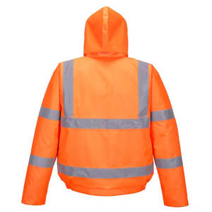 High Visibility Waterproof Orange Safety Bomber Jacket Reflective <b>Strips</b> Detachable Hood CE/EU Certified Needle Detection Unisex - Product Image 6