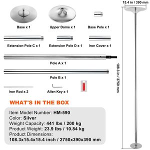 Kit de barre de danse statique professionnelle portable en acier inoxydable robuste de 45 mm, amovible, pour entraînement Hei Dancewear - Product Image 5