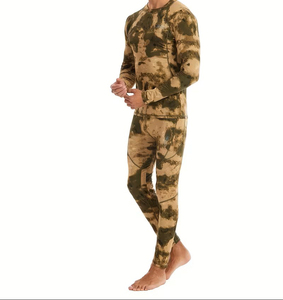 Ensemble de sous-vêtements thermiques de compression pour hommes, camouflage, manches longues, avec doublure en velours pour plus de chaleur, vêtements de sport, course à pied - Product Image 2