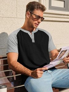 Men's Henley Shirts Raglan Short Sleeve Casual <b>Baseball</b> <b>Tees</b> Summer Classic Color Block Workout T- Shirts - Product Image 3