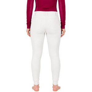 Pantalon d'équitation blanc personnalisé pour femme, taille haute, extensible, avec passants de ceinture, pour la compétition et l'entraînement - Product Image 2