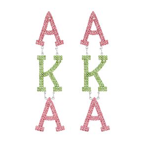 Pendientes Largos Rosa Verde para Mujer, Joyería de Moda, Diseño de Letras de Cristal, Pendientes Elegantes, Accesorio de Regalo para Fiestas y Uso Diario - Product Image 1