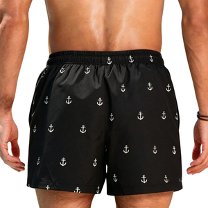 Short de bain décontracté pour homme à imprimé ancre, séchage rapide, respirant, taille élastique avec cordon de serrage, pour la plage, les sports nautiques estivaux et le quotidien, avec poche latérale - Product Image 2