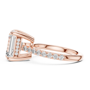 <b>Rose</b> Gold Oval Cut Diamond Engagement Ring With Side Stones Lab Grown Diamond Wedding Jewelry for Women <b>Rose</b> Gold Emerald Cut - Product Image 5