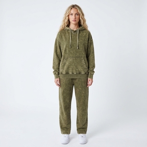 Sudadera con Capucha Holgada de Algodón Lavado para Mujer con Bolsillos Laterales, Ropa Casual de Otoño, Sudadera Larga de Color Sólido - Product Image 5