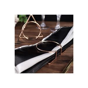 Anneaux de serviette en métal géométriques modernes, porte-serviettes triangulaires dorés pour la décoration de table de mariage - Product Image 5