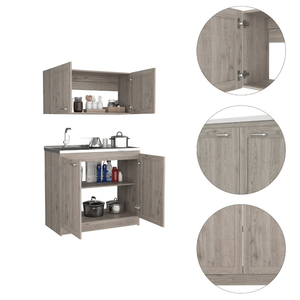 Set di Mobili da Cucina Zurich Grigio Chiaro con Due Ripiani - Product Image 3