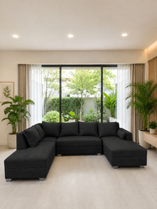 Modern Square Union Black Sectional <b>Sofa</b> <b>Set</b> Stainless Steel Legs <b>Cushion</b> Back Living Room Hotel Villa Big Size Emerald <b>Sofa</b> - Product Image 2