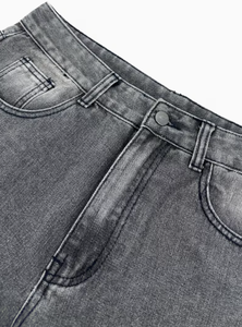 Jean droit gris déchiré pour homme, pantalon en denim délavé, pantalon décontracté usé - Product Image 4