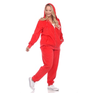 <b>Lounge</b> Wear Women's <b>Plus</b> <b>Size</b> 2 <b>Set</b> Piece Casual Hooded Velour Tracksuit With Zip Velvet Sweatsuit Zipper Hoodie Pocket Pants - Product Image 5