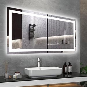 Specchio da Bagno LED Moderno Senza Cornice 60 x 32 Pollici, Antiappannamento con Sensore Touch, Specchio Illuminato da Parete per Doccia - Product Image 1