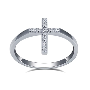 <b>Cross</b> Diamond <b>Ring</b> Round Brilliant Cut Lab Diamonds Religious Style Unisex Jewelry - Product Image 2