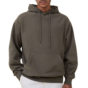 Sweat à capuche pour homme en molleton bouclette, coupe oversize à épaules tombantes, avec impression en relief personnalisée - Product Image 2
