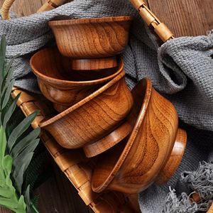 Bol en bois de jujube massif à longue tige pour thé au lait, bol à riz de restaurant, bol de cuisine - Product Image 3