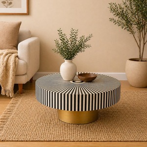 Table basse de luxe écologique moderne faite à la main avec incrustations en os, haute qualité pour la maison et le salon - Product Image 4