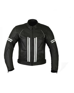 <b>White</b> <b>Strips</b> Printed Leather Racing Jacket Biker Style Winter Waterproof Windproof Breathable Motorbike Jacket - Product Image 6