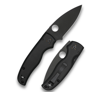 Navajas Plegables Ergonómicas Negras con Hoja Dentada Plateada, Orificio Redondo para el Pulgar y Clip Metálico para Camping - Product Image 2