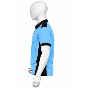 Mens Light <b>Blue</b> Black Color Blocked Zipper <b>Polo</b> <b>Shirts</b> Short Sleeves High Quality Breathable Casual Quick Dry Knitted Sport Wear - Product Image 4