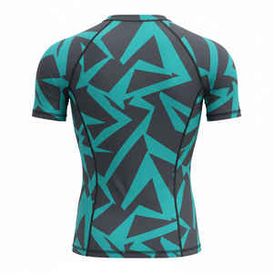 Chemise de sport unisexe à manches longues, protection UV UPF50+, séchage rapide, polyester et nylon, imprimé géométrique gris-vert, pour la natation et le surf - Product Image 2