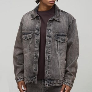 แจ็คเก็ตยีนส์สั่งทำจำนวนมาก แจ็คเก็ตทรงทรัคเกอร์ แจ็คเก็ตยีนส์ผ้าฝ้ายติดกระดุม สำหรับผู้ชาย ตลาดสหรัฐอเมริกา - Product Image 5