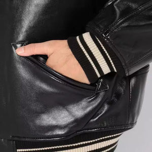 OEM Custom Logo High Quality <b>Baseball</b> Leather <b>Jacket</b> Customized Leather Bomber Letterman <b>Men</b> Zip up Varsity <b>Jacket</b> - Product Image 5
