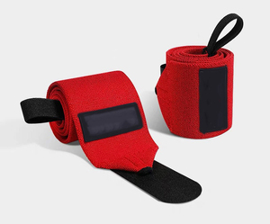 Bandes de poignet en nylon rouge avec fermeture auto-agrippante, élastiques et flexibles pour la musculation, soutien universel, utilisation sportive et extérieure - Product Image 1