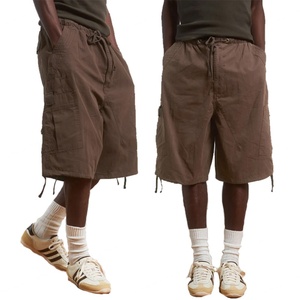 Nouveau short cargo baggy pour homme, style six poches, marron, taille élastique, coupe oversize, streetwear décontracté - Product Image 5