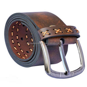 Cinturón informal de piel Premium marrón vintage de la mejor calidad hecho a mano original para hombre con hebilla de metal de latón antiguo - Product Image 3