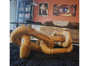 Premium Handcrafted Teak Wood Coffee <b>Table</b> Chain Design Luxury Chain Link Teak Wood Coffee <b>Table</b> with Glass Top Handcrafted - Product Image 6