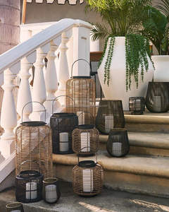 Modern Tropical Vibes Handwoven Rattan Outdoor <b>Lantern</b> with Portable <b>Black</b> Iron Frame Just Arrived for Home Decoration christmas - Product Image 4