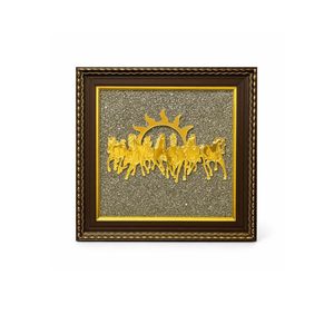 Luxe : Sept chevaux sur cadre en pyrite brute |   Décoration murale Vastu Feng Shui pour le succès et la renommée |   Artisanat indien artisanal : Art de l'énergie positive - Product Image 1
