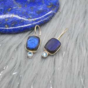 Labradorite Blue Topaz Drop Earrings Sterling Silver Teardrop December Birthstone Jewelry For Women - Product Image 5