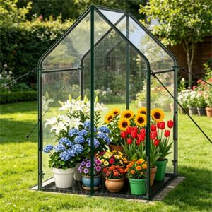 Serra Portatile Mini 60x60 Pollici con Tappetino Inferiore in PE da 36 Pollici e Tenda Trasparente in PVC, Telaio in Metallo Resistente al Vento (Opzione Telaio in Legno) - Product Image 4