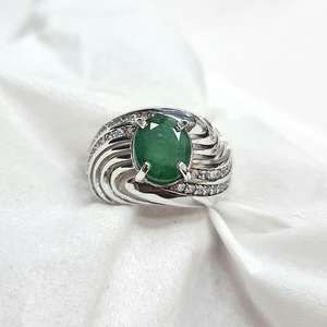 Anillo de Plata 925 con Esmeralda Zambiana y Beryl para Hombre, Gema Verde Natural, Joyería de Plata de Ley Hecha a Mano, Regalo de Lujo - Product Image 1