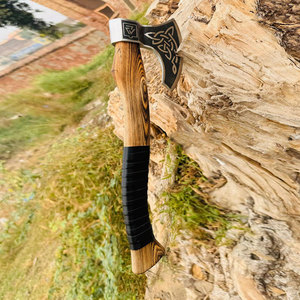 Decorative Industrial Grade Norse Viking <b>Axe</b> with Heritage Inspired Head Patterns Handcrafted Wood Handle Premium Construction - Product Image 3