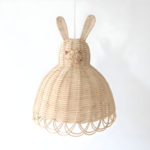 Adorable lámpara colgante de ratán con forma de conejo, pantalla de lámpara para niños, precio competitivo - Product Image 6