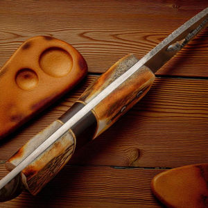Cuchillo de Caza de Acero de Damasco de Calidad Premium con Mango de Cuerno de Ciervo, Cómodo, de Espiga Completa, Soporte para Personalización OEM - Product Image 5