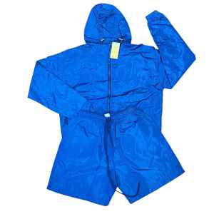 Unisex Blue Hooded Waterproof Tracksuit Full Length Zipper Closure Casual Solid Color Lightweight Polyester Adult Spring Wear - Product Image 1