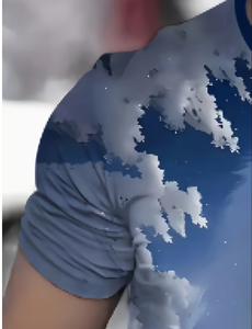 T-shirt à manches courtes pour homme, col rond, imprimé paysage de neige avec lion blanc, coupe classique, décontracté, tricoté en polyester respirant, design à motifs - Product Image 4