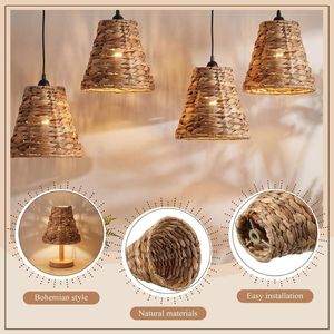 Abat-jour suspendu en jacinthe d'eau naturelle, fait main, en osier et bambou, pour la décoration de la maison et du jardin (vente en gros) - Product Image 3
