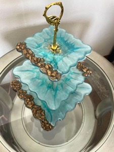 Luxury Three Tier Resin <b>Cake</b> <b>Stand</b> With Gold Handle Dessert Display <b>Stand</b> For Hotel Buffet Presentation And Bridal Shower Use - Product Image 6